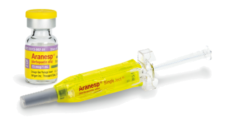 Icon of a vial and syringe representing multiple dosing options for ARANESP®